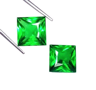 Par de piedras preciosas sueltas de 8-10 quilates de granate verde natural certificado forma princesa GG16 Foto 1 de 4