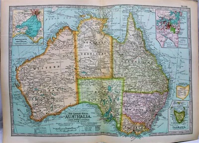 CENTURY ATLAS MAP PAGE PLATE NO. 115 AUSTRALIA  1911 VINTAGE - Imagem 1 de 3