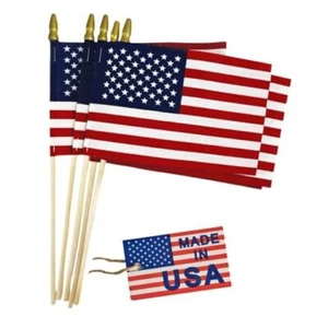 Set of 12, Proudly Made in U.S.A. Small American Flags 4x6 Inch/Small US - Picture 1 of 7
