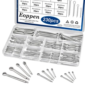 Kit de surtido de pasadores de cotter 230 piezas - Juego de pasadores de cotter de acero inoxidable 304 12 tamaños para - Imagen 1 de 6