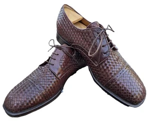 SANTONI CLASSICO Woven Leather Oxfords-Beautiful & Comfortable-Great Shape-US 11 - Picture 1 of 18