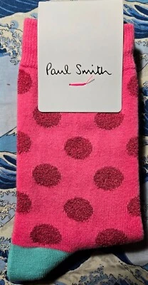 Paul Smith Women Japanese Socks Large Polka Dots Pink Green UK 3 - 6 Cotton Mix - Image 1 of 4
