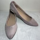 New Look Pale Pink Faux Suede Flat Shoes Silver Heel New Size 4