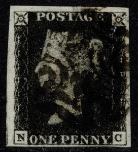 1840 1d Intense Black Pl 5 NC 4m Ex Large Gold Collection STATE ONE FU Cat. £550 - Picture 1 of 1