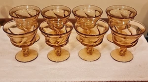 Vintage Set Of 8 Fostoria Jamestown Swirl Amber Sherbet Or Desert Cup 4.5" - Picture 1 of 6