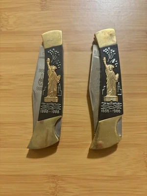 Cuchillo Plegable Conmemorativo Conmemorativo De Colección Estatua de la Libertad 1986 24k 2pk EE. UU. Foto 1 de 4