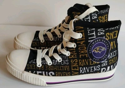 Baltimore Ravens FOCO Shoes Youth 4-5 NFL High Top Sneakers - Image 1 of 4
