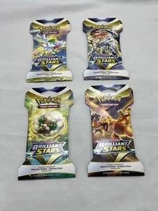 Pokemon Brilliant Stars Sleeved Booster Pack. Lote de 4. Un juego de arte completo - Imagen 1 de 2