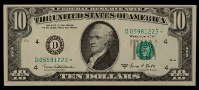 FR 2021-D* $10 1969 C Federal Reserve Note US - Star Note - UNC - SKU-CA1363 - Image 1 of 2