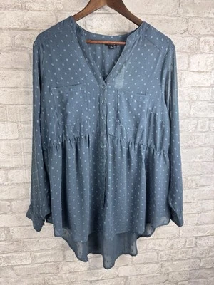 Nueva túnica tórrida talla 1 1X (14-16) Emma Babydoll Challis azul verdoso transparente fluida Foto 1 de 4