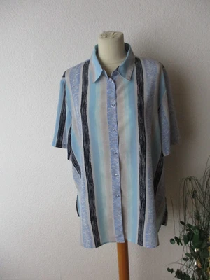 Canda Damen Bluse Gr. 50 blau-grau gestreift 1/2 Arm wie neu - Bild 1 von 4