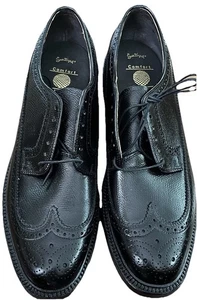 Sanitized Comfort Plus Vintage Mens Black Leather Wingtip Shoes Size 11 B/aa NEW - Picture 1 of 7