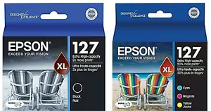Set 4 GENUINE Epson Printer ink 127 _T1271 Black T127520 CMY (T1272 T1273 T1274) - Picture 1 of 3