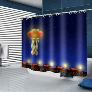 Lantern In The Night Sky 3D Shower Curtain Waterproof Fabric Bathroom Decoration - Bild 1 von 8