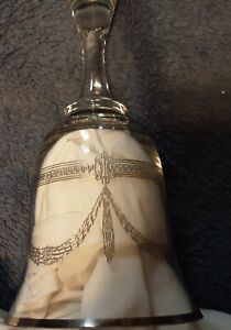 Bohemia Glass Crystal Bell W/Silver Embossed Pattern