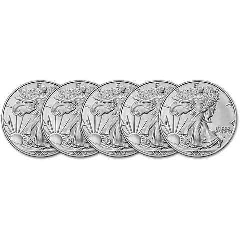 2023 American Silver Eagle 1 oz $1 - BU - Five 5 Coins Cover