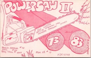 Tarjeta postal de radioaficionados Veneta, Oregon QSL "POWERSAW II - D.E. Logging"" de Lester - Imagen 1 de 2