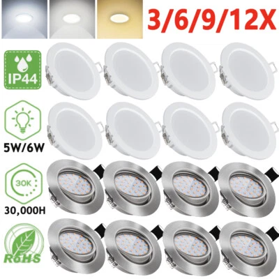 12x LED Einbaustrahler Flach Spots 230V Einbauleuchten Dimmbar Deckenleuchte Set - Bild 1 von 4