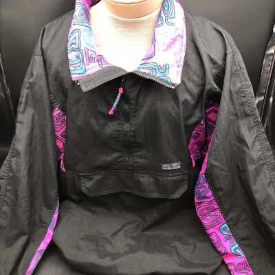 Jaqueta feminina vintage branca Sierra preta rosa quarto de zíper tamanho XL - Imagem 1 de 4