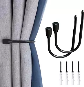 Metal Curtain Holdbacks, 2PCS U Shaped Wall Mounted Hook for Home Decor, Decorat - Picture 1 of 7