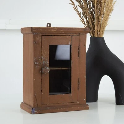 Винтажный деревянный медицинский шкаф. Настенный шкаф для ванной. Винтажный деревянный кухонный шкаф. - Изображение 1 из 4