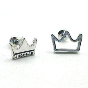 WBEI Signed S18 Jughead Crown Pierced Earrings Silver Tone Solid and Open 