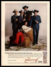 1960 Smirnoff Vodka "Wherever Men & Martinis Are Extra Dry" Cowboy Hay  Print Ad