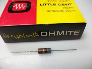 OHMITE 68 OHM 2 WATT CARBON COMP. RESISTOR - Picture 1 of 2