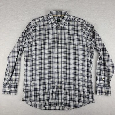 Camisa Robert Talbott Para Hombres XL Marrón Azul Marino A Cuadros Ajuste Vestido Abotonado Foto 1 de 4