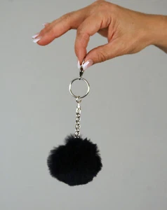 New Royal Blue Sheared Mink Fur Pom Pom Key Chain Efurs4less - Picture 1 of 1
