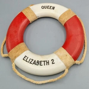 Vintage QUEEN ELIZABETH 2 Miniature Life Preserver- 4.75" FREE SHIPPING - Picture 1 of 4