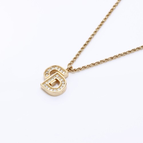 Collana Strass Logo Christian Dior Catena Oro Top 43 cm L14 mm x H15 mm