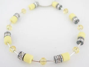 Armband Walzen Gelb, Zitrone, Pastell Glas Rondelle Strass 601c - Bild 1 von 9