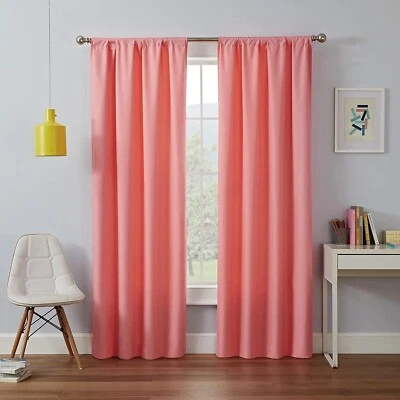 ECLIPSE Kendall Blackout Thermal Rod Pocket Single Panel Curtain Coral 42 x 63 - Image 1 of 4
