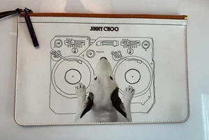 JIMMY CHOO LEATHER ENGLISH BULL TERRIER MONEY PURSE POUCH - Picture 1 of 4