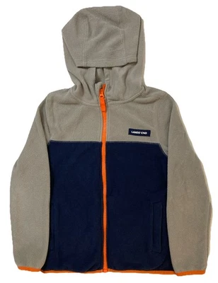 Lands’ End Gris/Azul Marino con Acento Naranja Vellón Cremallera con Bolsillos con Cremallera Talla 6 Niño Foto 1 de 3