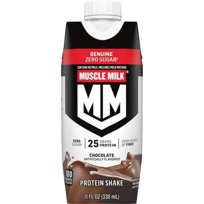 Batido de proteínas genuinas Muscle Milk, chocolate, cartón de 11 fl oz, paquete de 12 Foto 1 de 4