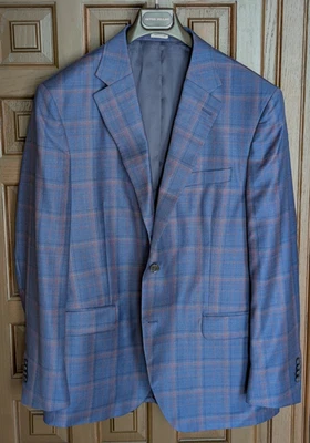 Abrigo deportivo PETER MILLAR Flynn 100 % lana, púrpura lavanda a cuadros, talla 44R - $795 Foto 1 de 4