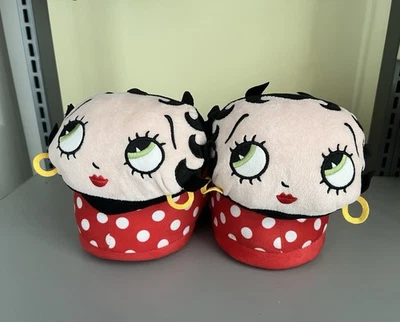 Новый BETTY BOOP плюшевый 3-D головы тапочки женщины большой/XL красный/белый горошек - Изображение 1 из 4