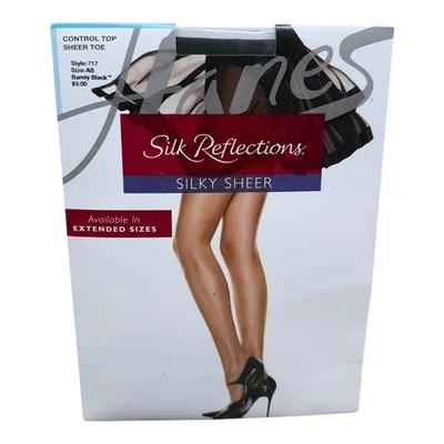 Pantimedias Hanes Silk Reflections sedosas con control transparente AB 717 apenas negras Foto 1 de 2