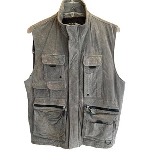 Gilet uomo M. Julian Wilsons Leather Experts L grigio scamosciato utility multitasche - Foto 1 di 16