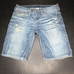 Pantaloncini denim True Religion Riley effetto invecchiato taglia 30 bottoni Fly made in USA da donna - Foto 1 di 7