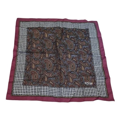 Liberty Maroon Gray Abstract Floral Paisley Bandana Cotton 16 X 17” VTG - Image 1 of 3