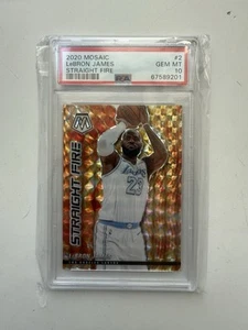 PSA 10 - 2020/21 Panini Mosaic Straight Fire LEBRON JAMES Mosaic Prizm #2 Lakers - Bild 1 von 2