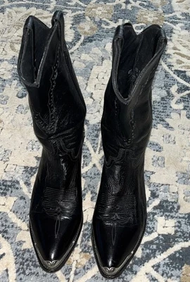 Men’s Western Boots Leather Uppers And Soles Black With Metal Toe& Heel Caps 10D - Image 1 of 4