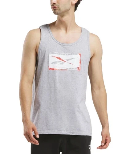 Reebok Men Classic fit Sleeveless Graphic Tank Top Shirt Size L Grey