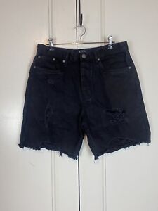 Boohoo MAN Mens Size 32 Black Button Fly Denim Shorts Excellent Condition