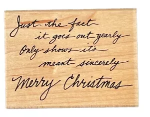 Sincere Wishes Merry Christmas Holiday Word Phrase Greeting Wood Rubber Stamp - Picture 1 of 4