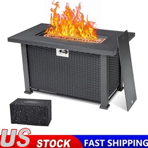 44" Outdoor Propane Fire Pit Table Patio 50,000 BTU Firepit Tabletop with Cover - Picture 1 of 8