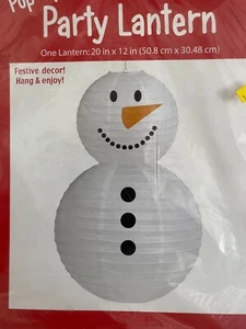 Pop-Up Paper Party Lantern Christmas Snowman Holiday Party Decor 20inx12in - Picture 1 of 3